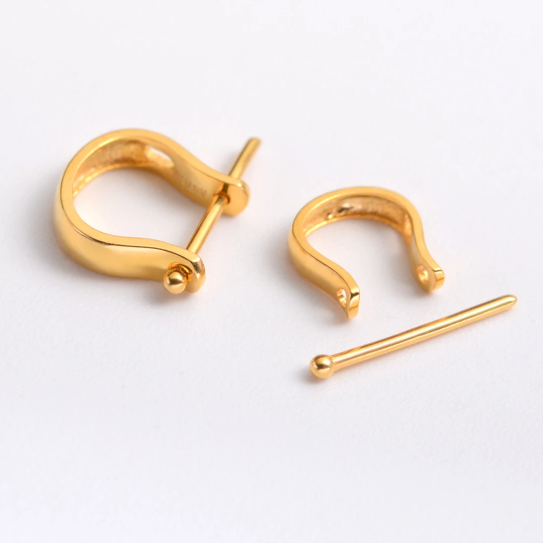 18k金扣头U形au750黄金白金玉佛彩金翡翠扣头配件吊坠扣空托镶钻