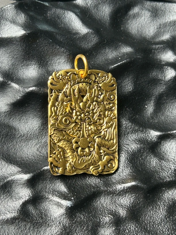 深圳水贝 足金 龙牌吊坠 古法工艺