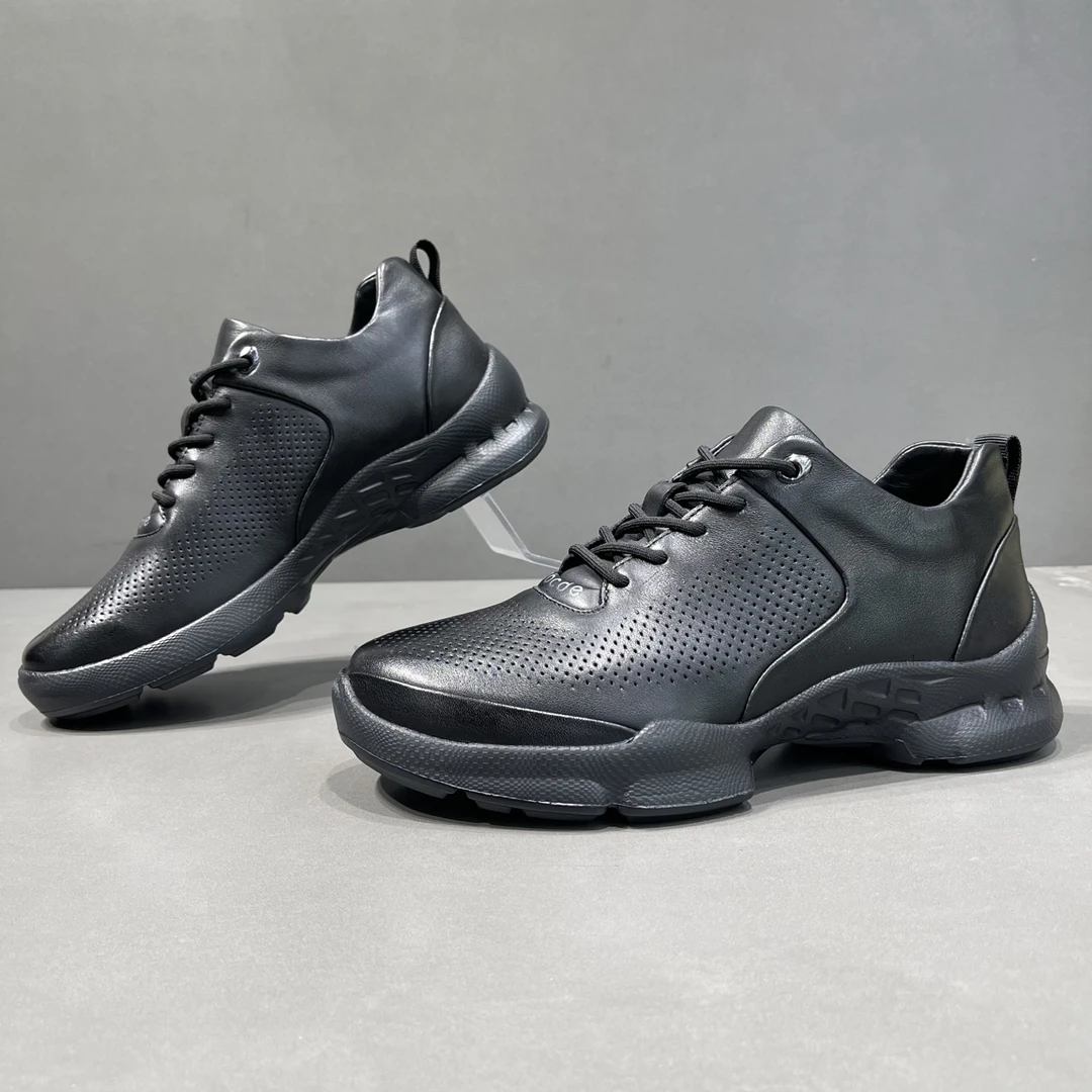 欧丽龙男鞋头层牛皮冲孔透气运动休闲鞋猪皮内里鞋垫超轻发泡底