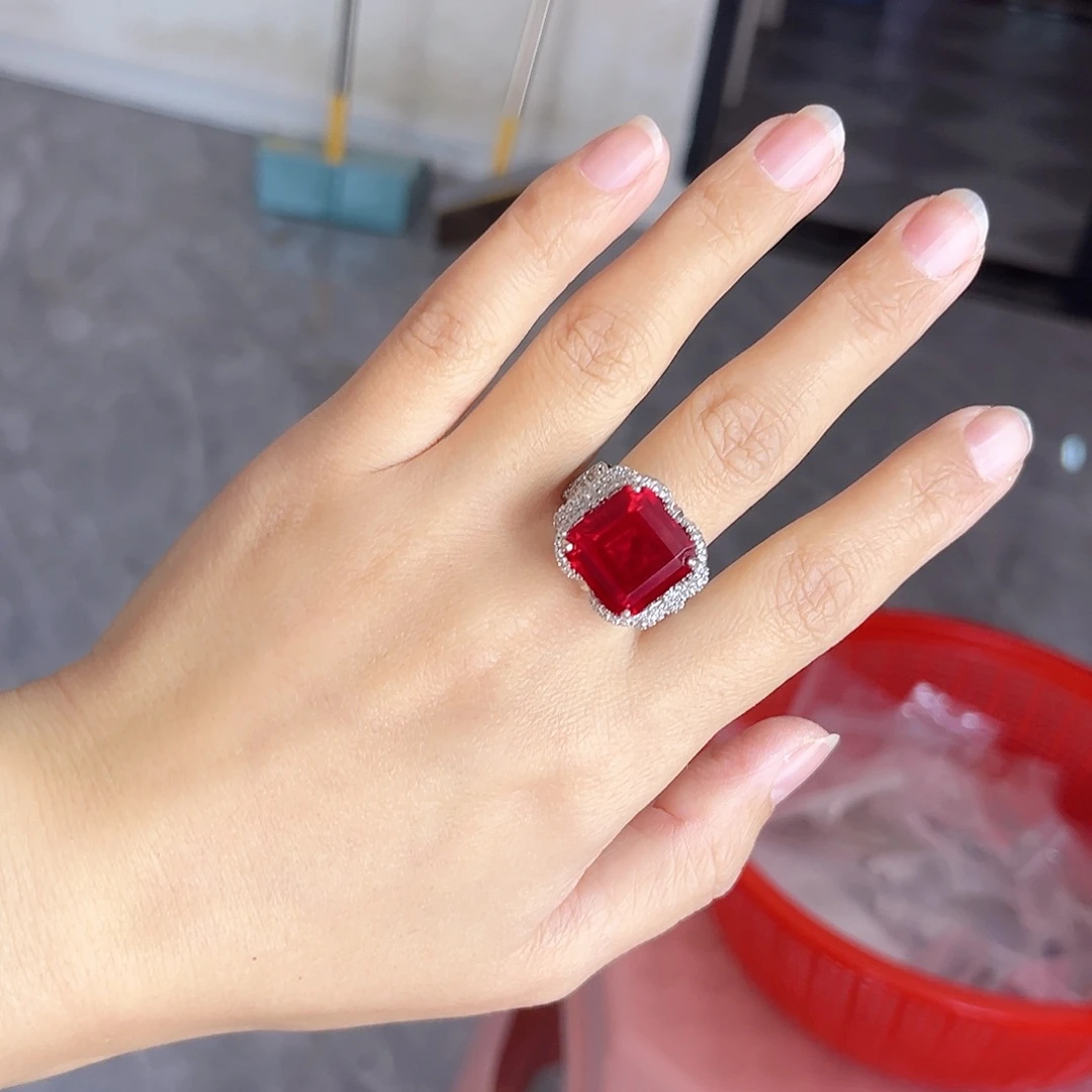 银S925镶嵌戒指红宝石