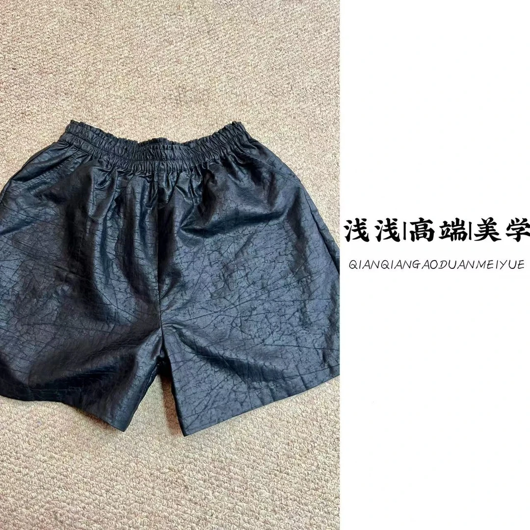 『曲音』夏季中式复古中国风气质百搭宽松松紧腰老油龟短裤