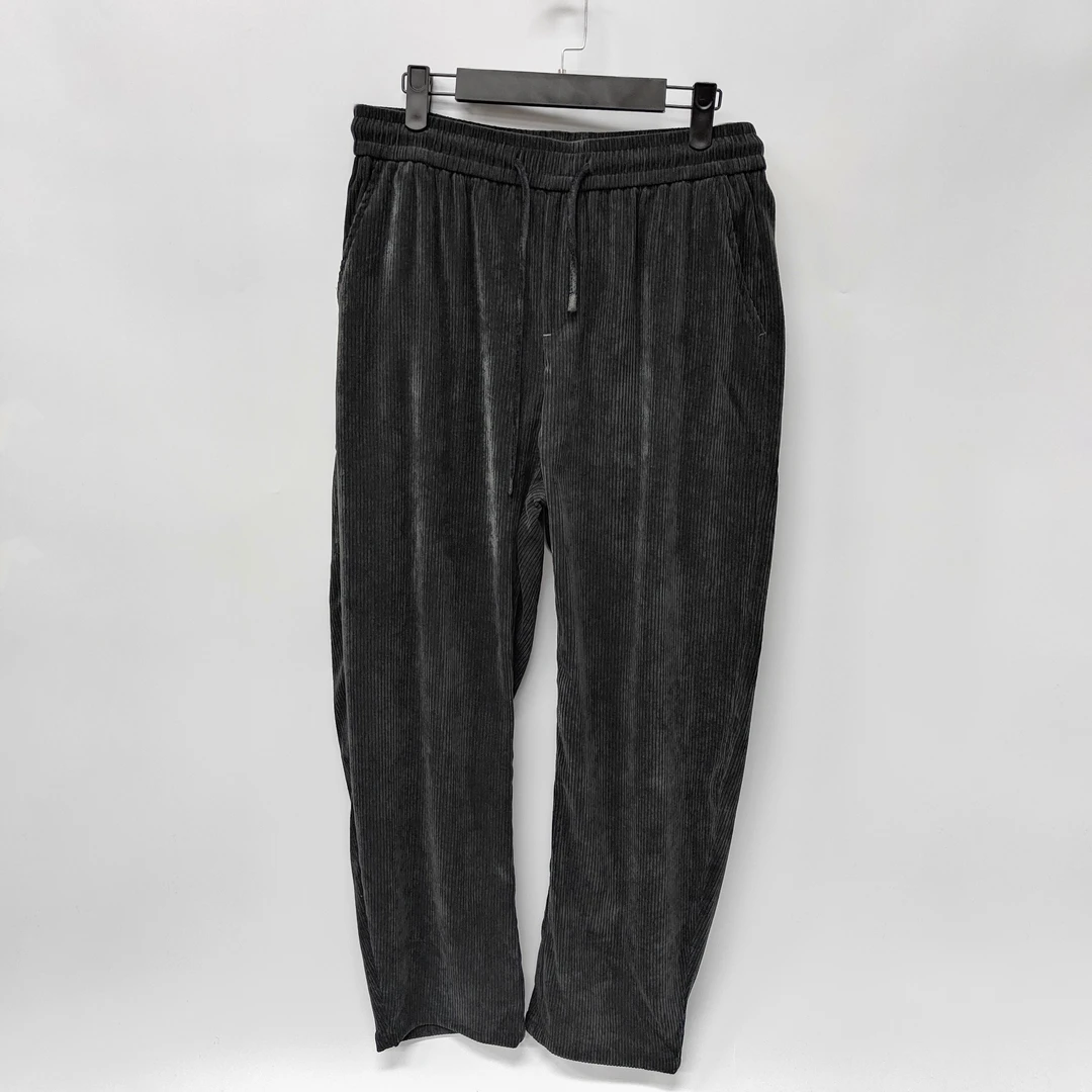 春季新款男士百搭直筒休闲裤松紧腰灯芯绒垂感裤子3161