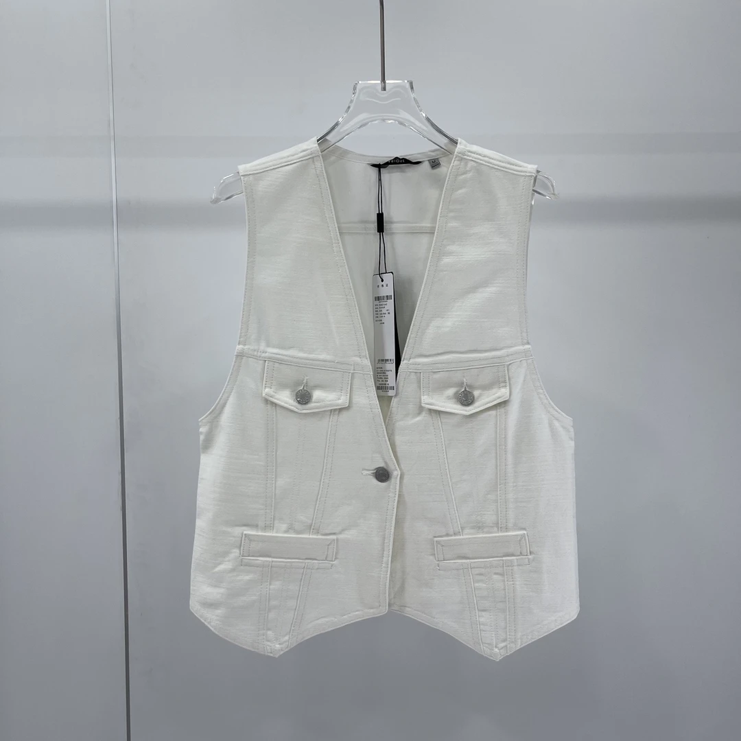 牛仔马甲25夏款时尚百搭白色马甲1543