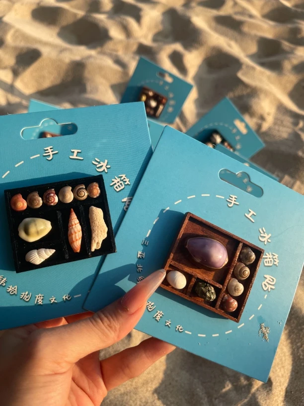 海南三亚城市文创冰箱贴高级天然贝壳特色纪念品潮玩伴手礼