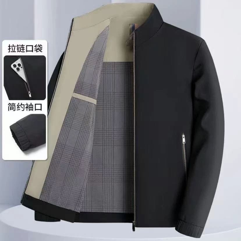 秋冬中年男士夹克男长袖高级感休闲商务男装男式夹克衫爸爸装外套
