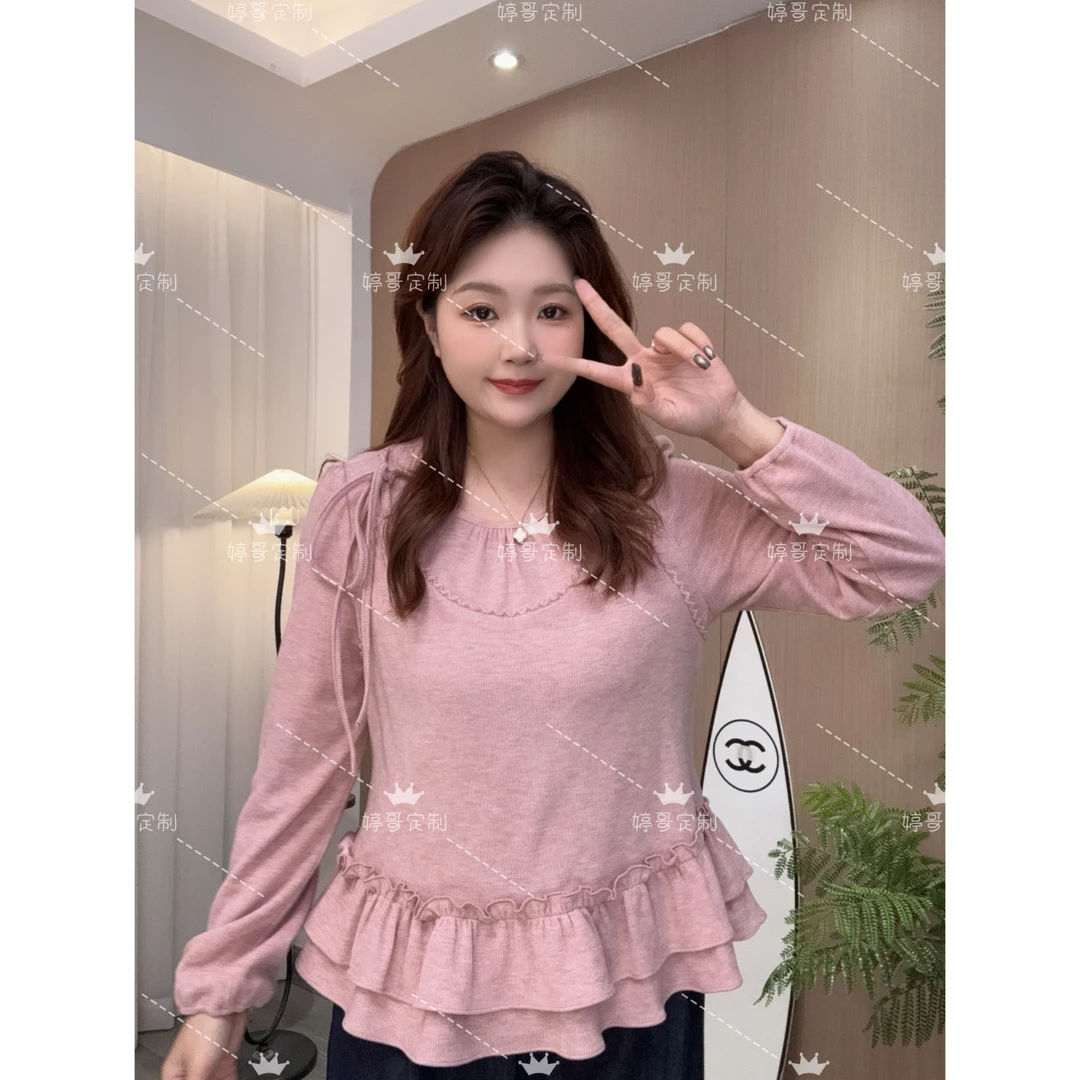 【婷哥定制 蔷薇飘花】秋季新款大码女装百搭显瘦上衣TGW41742