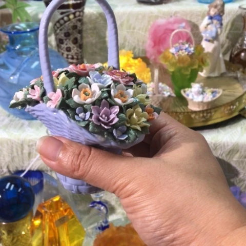 有机玻璃花篮高温瓷釉下彩