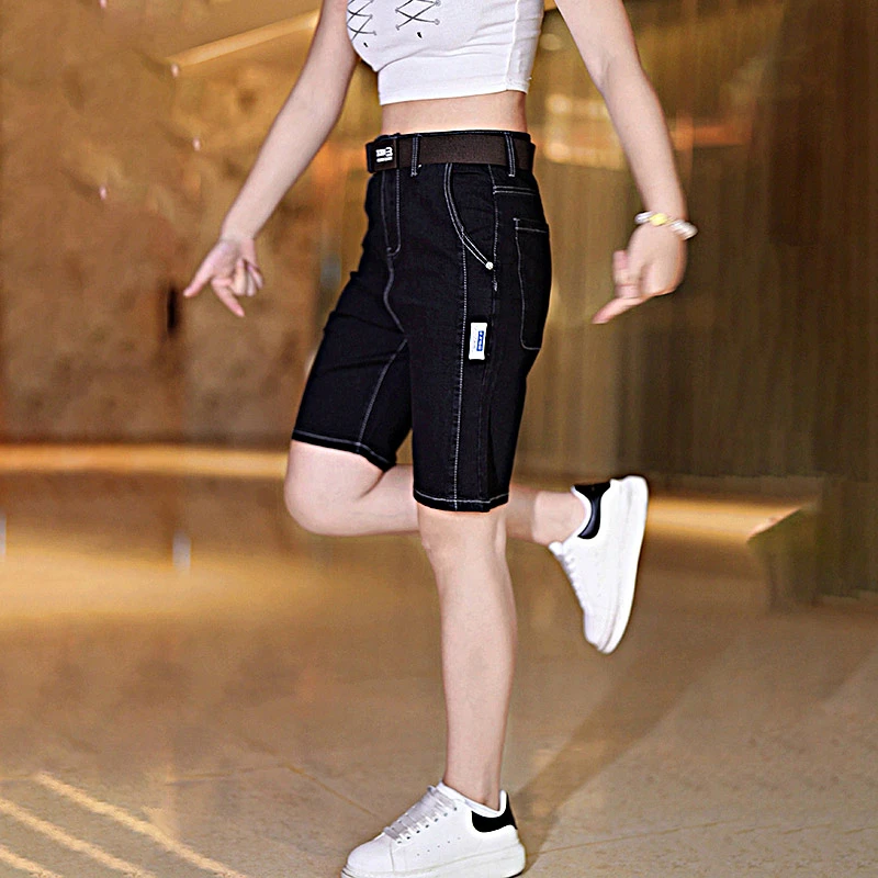 2025夏季黑牛五分牛仔裤中裤薄款宽松大码直筒休闲弹力百搭五分裤