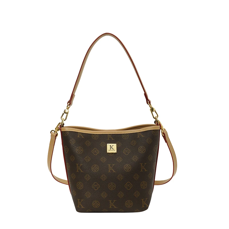 1102 杏色  百搭时尚新款 单肩小水桶