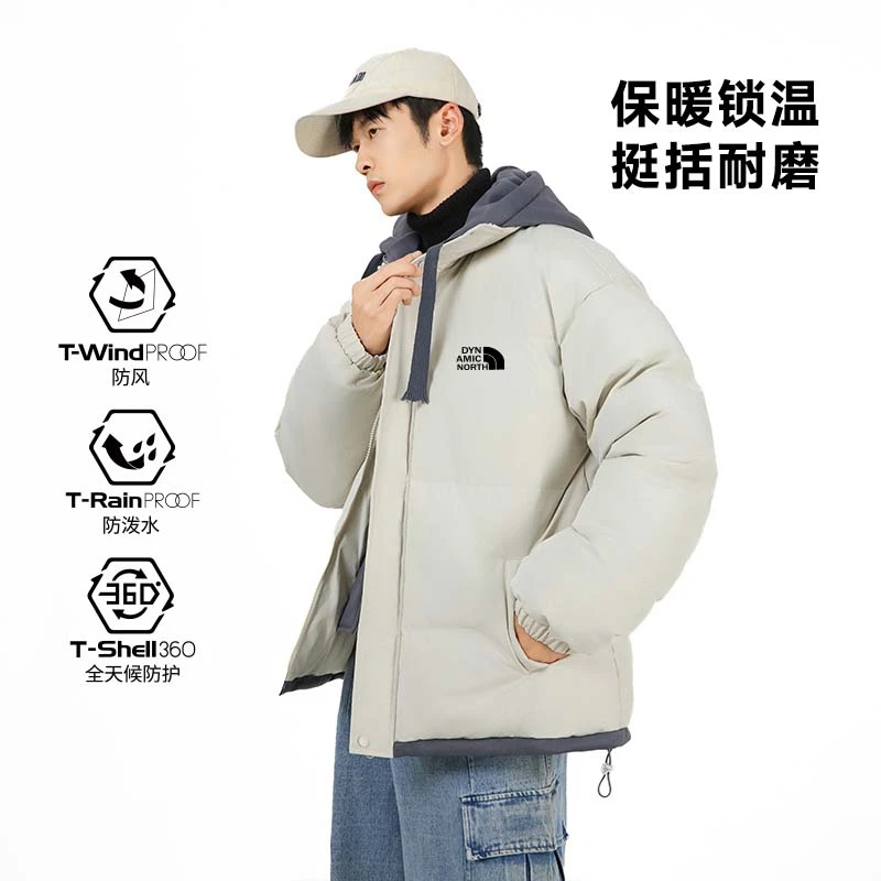 动感北面秋冬连帽男女加厚宽松棉袄衣情侣外套休闲棉服保暖假两件