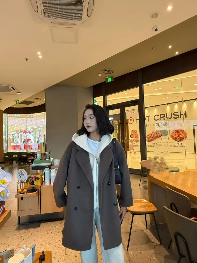 高档双面毛呢大衣女2025秋冬新款小个子宽松休闲外套马夹两件套