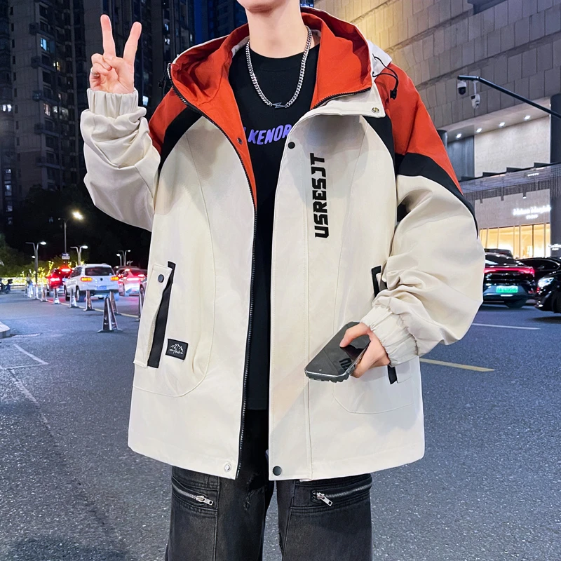 男士潮流港风通勤风连帽夹克秋季青少年学生韩版时尚帅气休闲外套