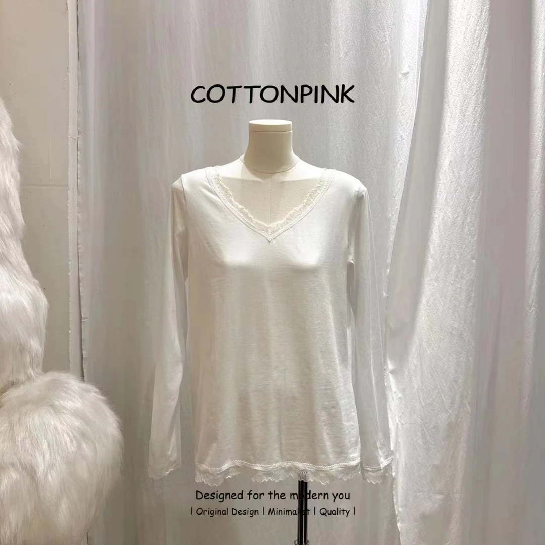 COTTONPINK女装蕾丝花边精致时尚T恤