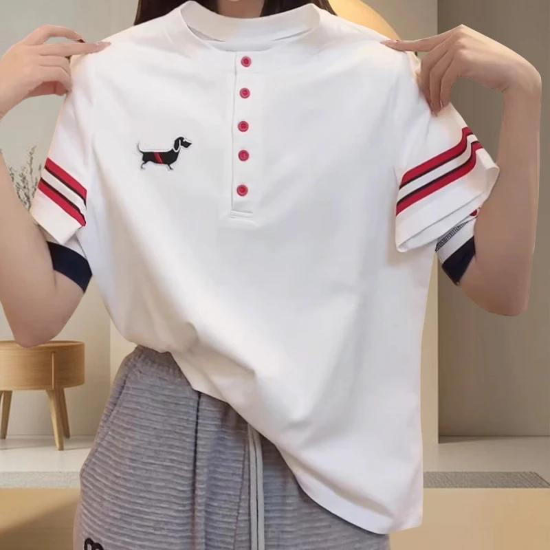 韩版减龄显瘦打底衫女刺绣时尚女t恤短袖夏装百搭休闲上衣女女款