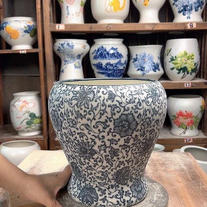 陶鱼尾复古青花新款陶瓷陶瓷