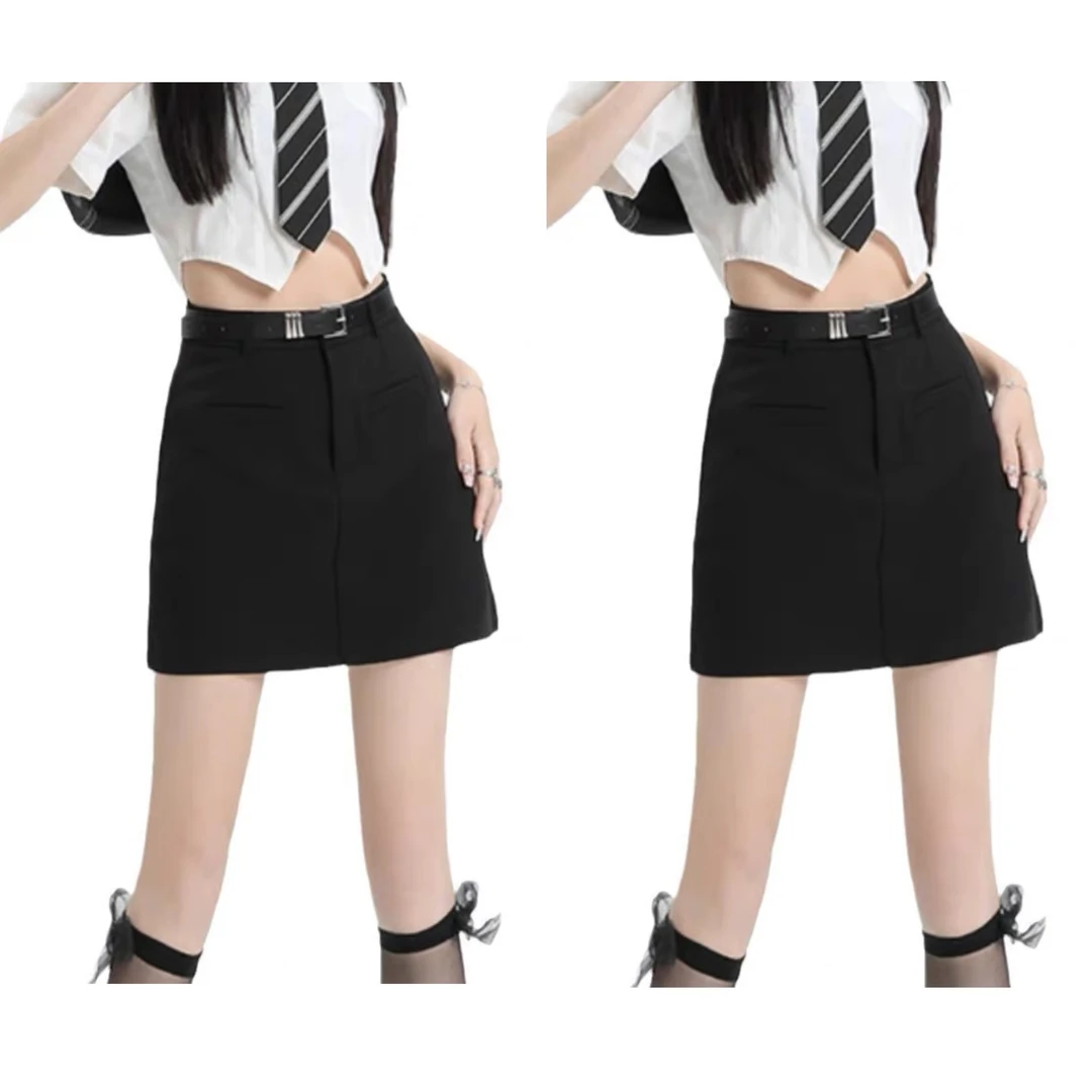 2025春季新款时尚百搭A字高腰显瘦包臀西装裙703