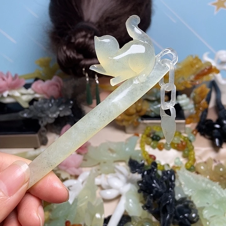 岫玉未镶嵌发簪发簪