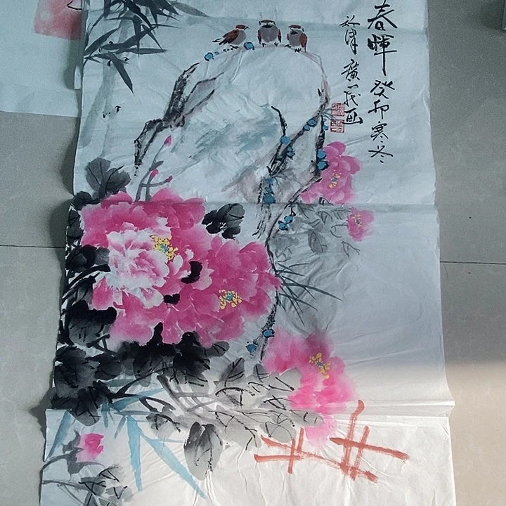 国画三尺手绘花鸟