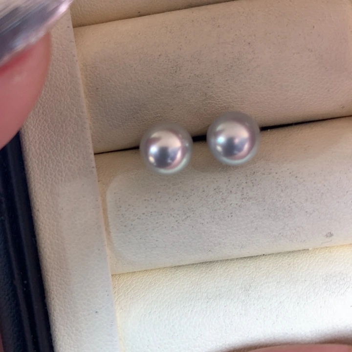 银S925镶嵌耳饰海水珍珠