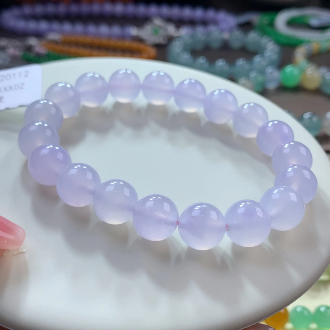 翡翠手链未镶嵌木那冰胶果冻粉紫卡10