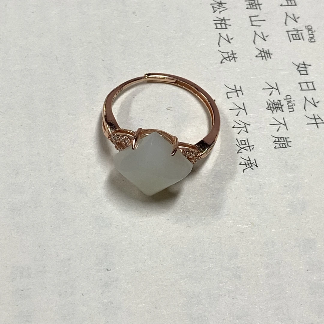 HW【麦子家族618大促】天然和田玉S925银戒指可调节时尚F06
