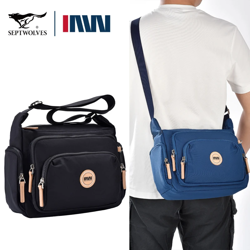 七匹狼单肩包男士包包斜挎包新款时尚百搭多功能男包休闲帆布背包