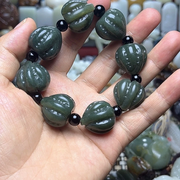 手链未镶嵌和田玉（青玉）