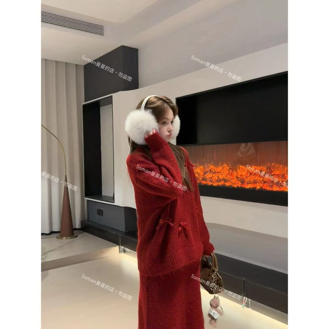 Ssman【双色 小圣代】秋冬温柔风巨显瘦休闲风时尚宽松针织套装