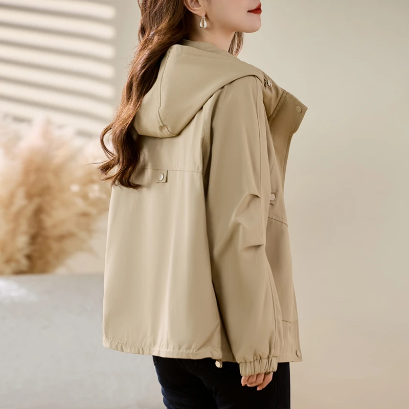 NAHOPULER/纳霍浦勒短款秋季风衣外套女时尚宽松显瘦夹克上衣潮