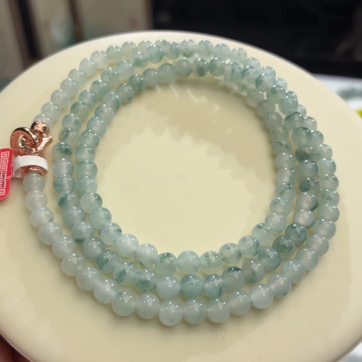 翡翠未镶嵌手链冰胶蓝飘卡5