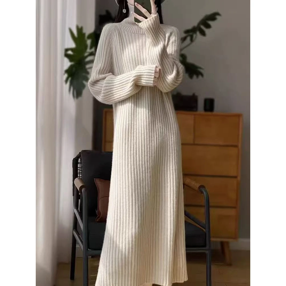 天天女装2101-2110冬季长款毛衣裙修身时尚气质小众复古美