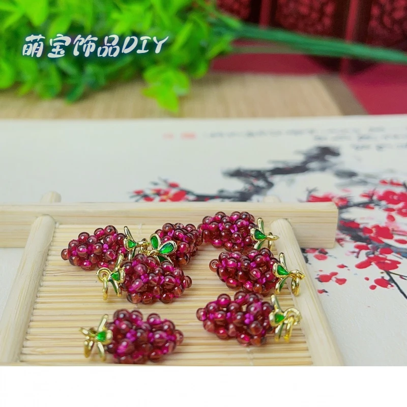 【萌宝饰品】A199石榴石葡萄吊坠小滴流款DIY时尚百搭配件纯手工