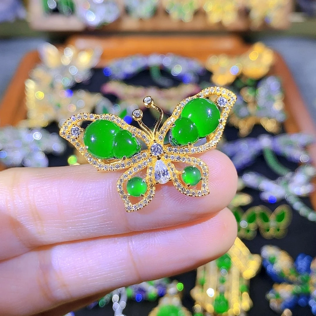 吊坠(不含链)银S925镶嵌翡翠