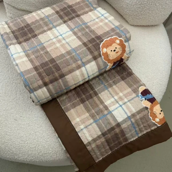 【北奈かわ会社】90*220cmA类有氧针织双层纱宿舍床盖醒狮