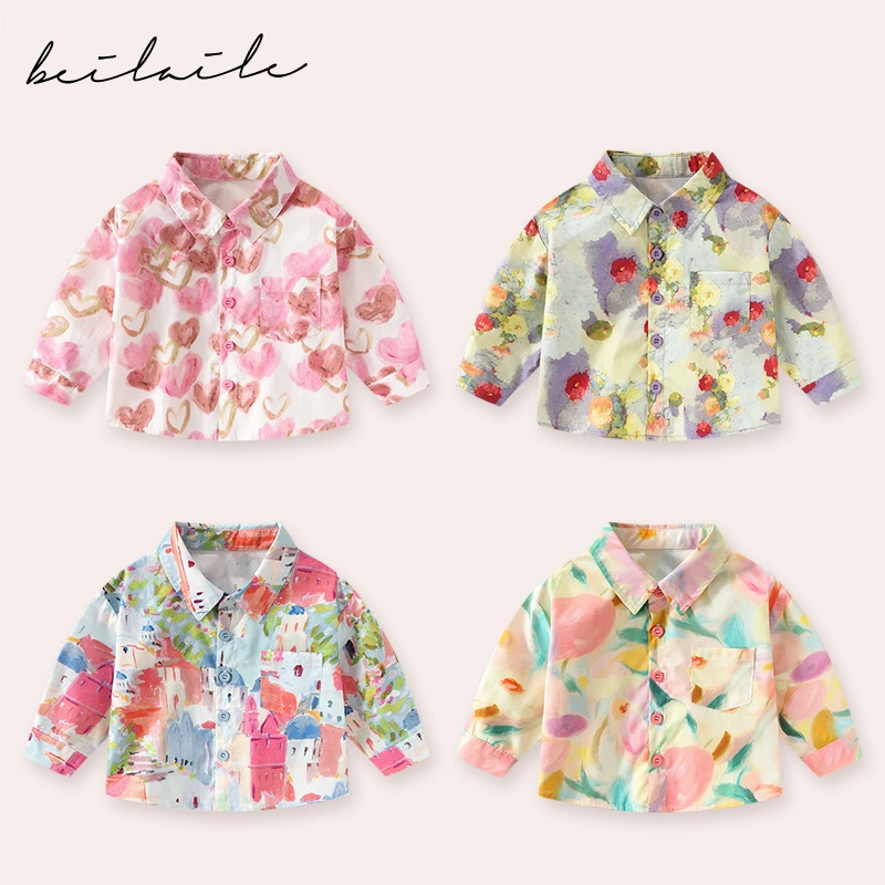 【莫奈花园系列衬衫 小乐妈咪】宝宝衬衣春季男女童外套装打底衫B28