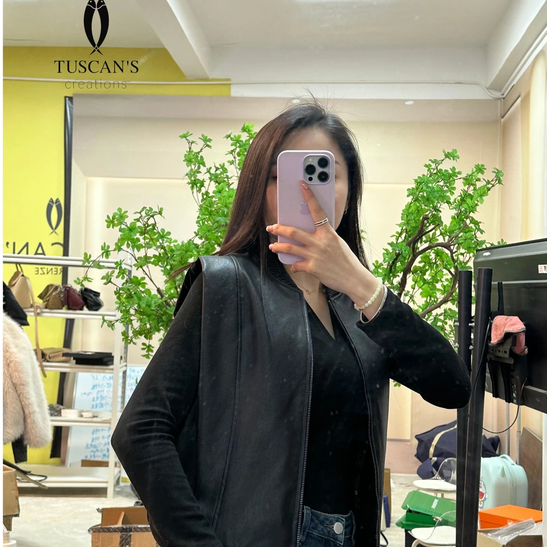 【时代双鱼】纯色立领马夹短款气质时尚修身黑色百搭女装秋季休闲