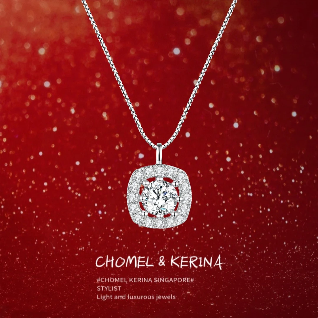 吊坠925银 七夕礼小方糖八心八箭吊坠项链女轻奢设计锁骨链高级感