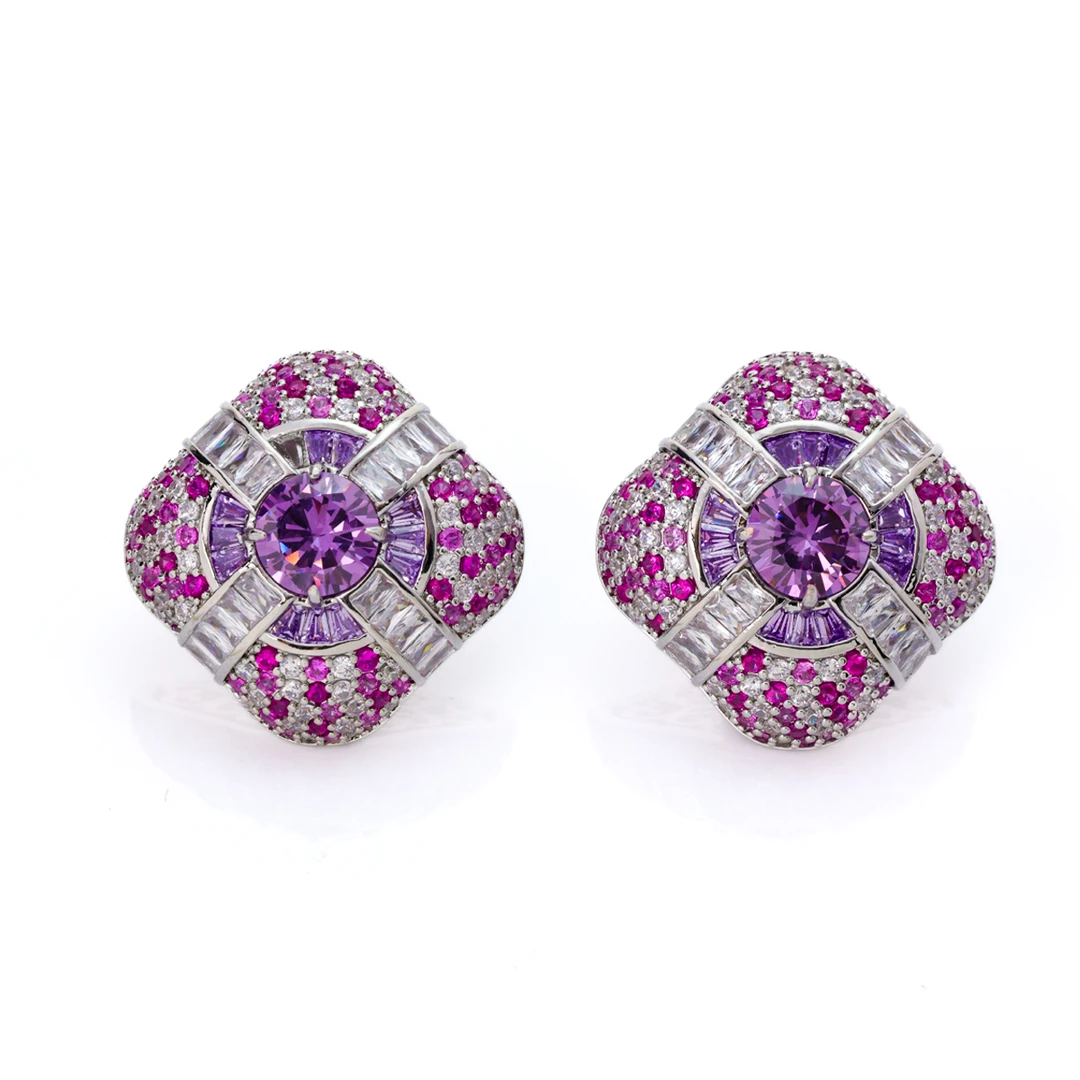 【紫耀方糖】高贵奢华紫色耳环大气精致名媛高级感耳钉8032