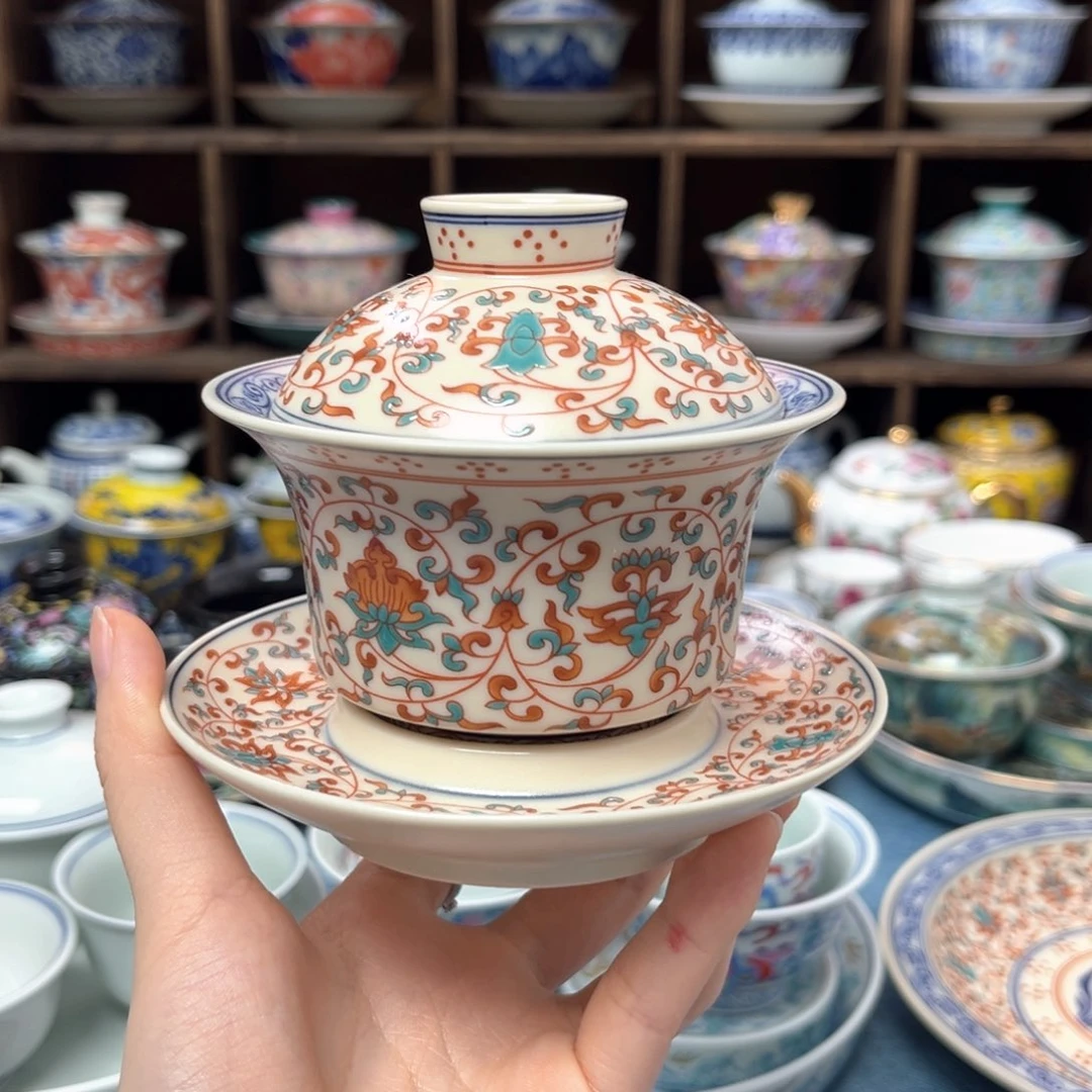 三才盖碗2号釉景德镇