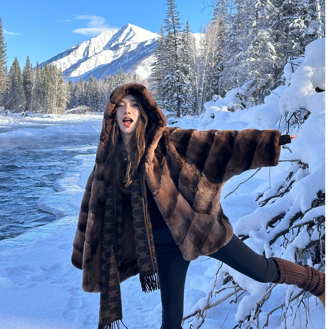 2024秋冬新款青紫蓝兔龙猫皮草外套#BHCL1980