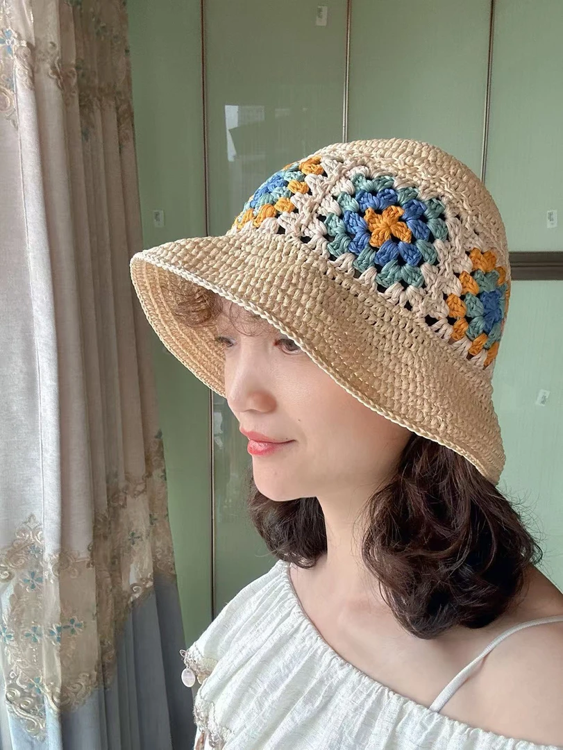 【不是成品】田园风祖母格棉草帽子钩针手工diy毛线材料包可水洗