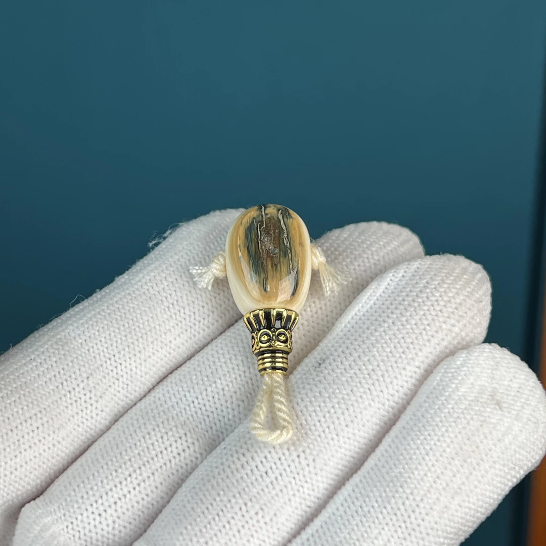 D4633天然猛犸牙 蓝眼睛三通12.3*25mm支持鉴定 假一罚四