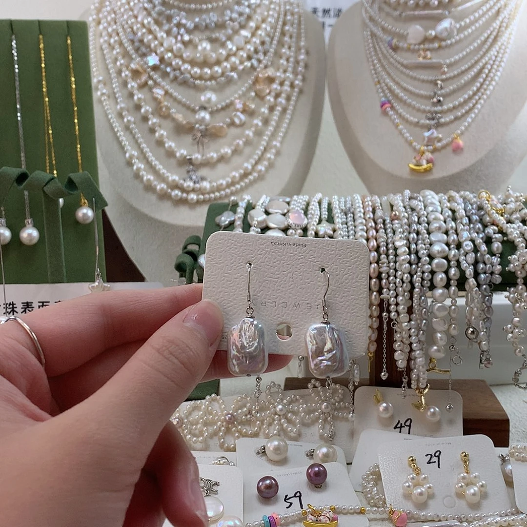 银S925镶嵌耳饰淡水珍珠