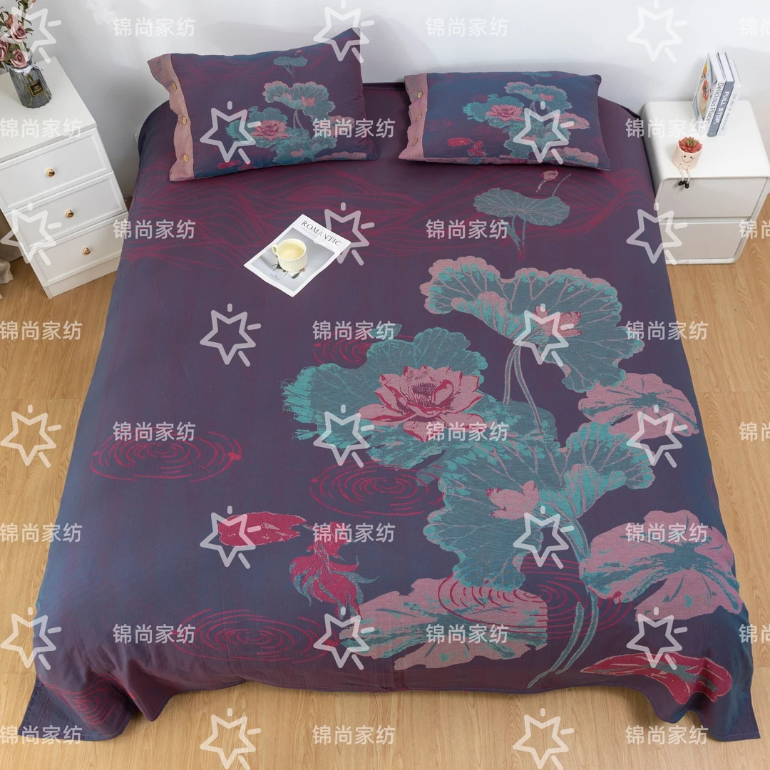 【紫气东来-床单】 2.4*2.5米全棉色织双层纱床单