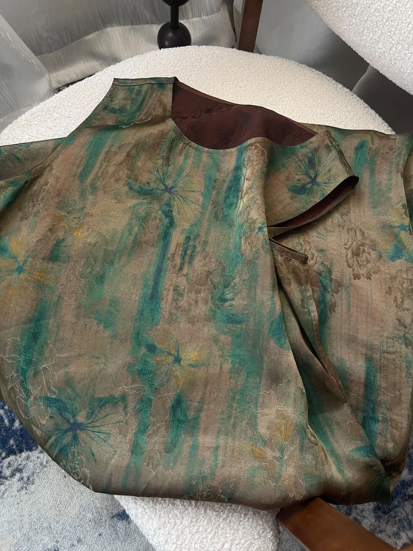 HY005春季夏季薄款高级定制款中式提花背心长裙女