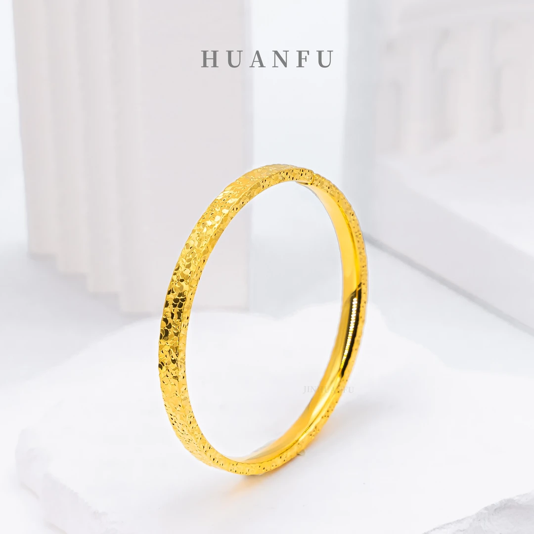 足银手镯 碎冰冰手镯 古法磨砂 实心精美 厚包工艺 轻奢时尚百搭