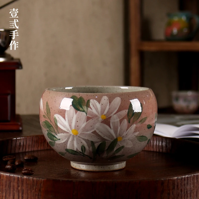 【壹弎手作】复古风拉花咖啡杯子陶瓷手绘小雏菊美式拿铁杯蛋杯家用