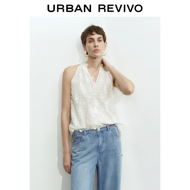 【城市漫游】UR2025新款女装欧若风度假感刺绣罩衫衬衫UWH250032