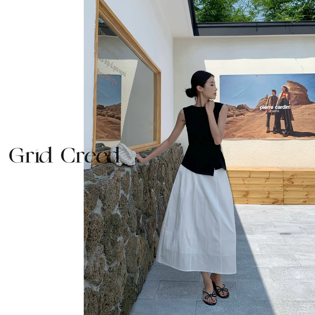 极简风廓形花苞伞骨裙女2025夏季新款A字显瘦遮肉流行半身裙