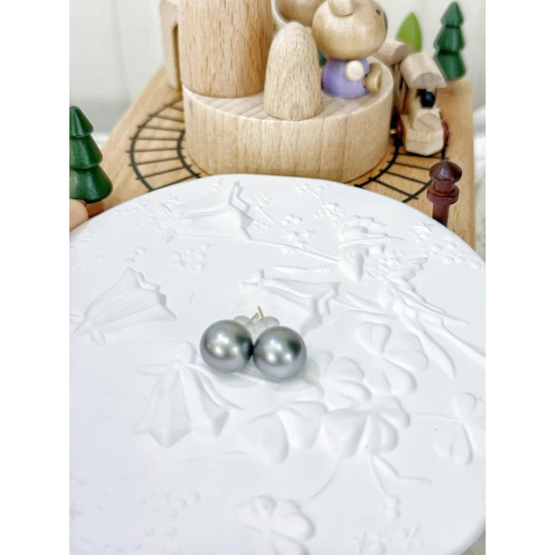 【晓艾珍珠】大溪地耳钉 10-11mm18K金X896